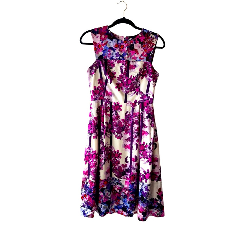 Erdem 💯 silk purple floral print sheath midi dress